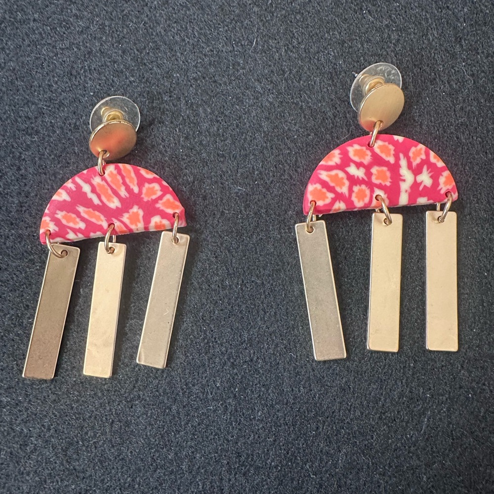 Modern Pink and Gold Geometric Earrings